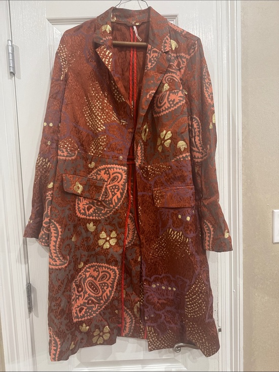 Free people Jackets & Blazers - Free people Women's Rust Floral-Print Long jacket